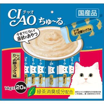 CIAO Churu ชูหรุขนมแมวเลียรสทูน่าผสมปลาโอแห้ง (SC-130) จำนวน 20 ซอง