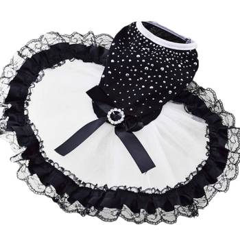 โปรโมชั่น Fashion Sweet Shiny Pet Dog Tutu Skirt Dress Clothing Costume Apparel for Daily Wedding Party Holiday Black And White Size S - intl ดีไหม