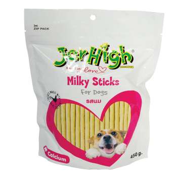 Jerhigh Milky เจอร์ไฮ มิลค์กี้ สติ๊ก ขนมสำหรับสุนัข เพิ่มพลังงาน ขนาด 450 กรัม จำนวน 1ถุง pantip