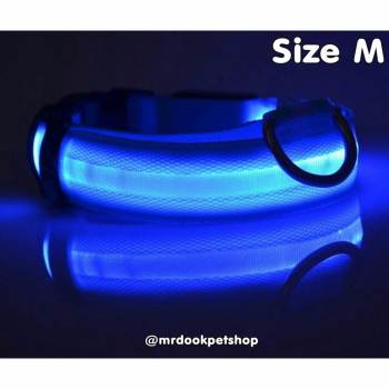 ข้อมูล LED Pet Dog Collar ปลอกคอสุนัข แมว ปลอกคอLED มีไฟเปิด-ปิดได้ Size M(สีฟ้า) พันทิป