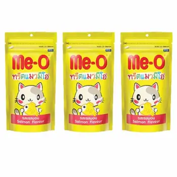 ข้อมูล Me-O Salmon Flavour มีโอ ขนมแมว รสปลาแซลมอน ขนาด 50กรัม จำนวน 3ถุง pantip