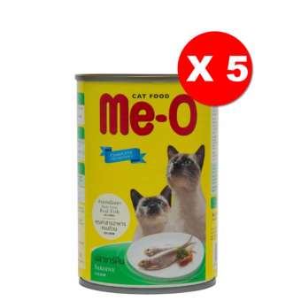 Me-O Sardine อาหารแมวชนิดเปียกสำหรับแมวทุกสายพันธุ์ สูตรปลาซาร์ดีน 400กรัม 5 กระป๋อง