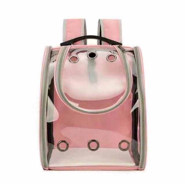 Pet️พร้อมส่ง️กระเป๋าใส่สัตว์เลี้ยงทรงอวกาศ พับได้ สีใส กระเป๋าใส่แมวและหมาแบบสะพายหลัง มี 4 สี