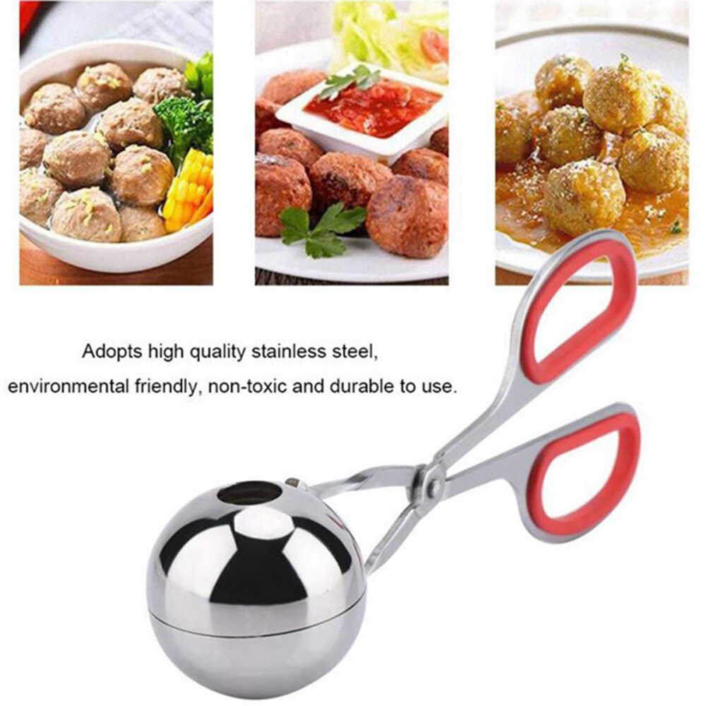 2Pcs Stainless Steel Meat Baller Spoon Non-Stick Meatballs Making Tool With Long Handle Spoon Scoop For DIY Kitchen Cooking Meatball Maker