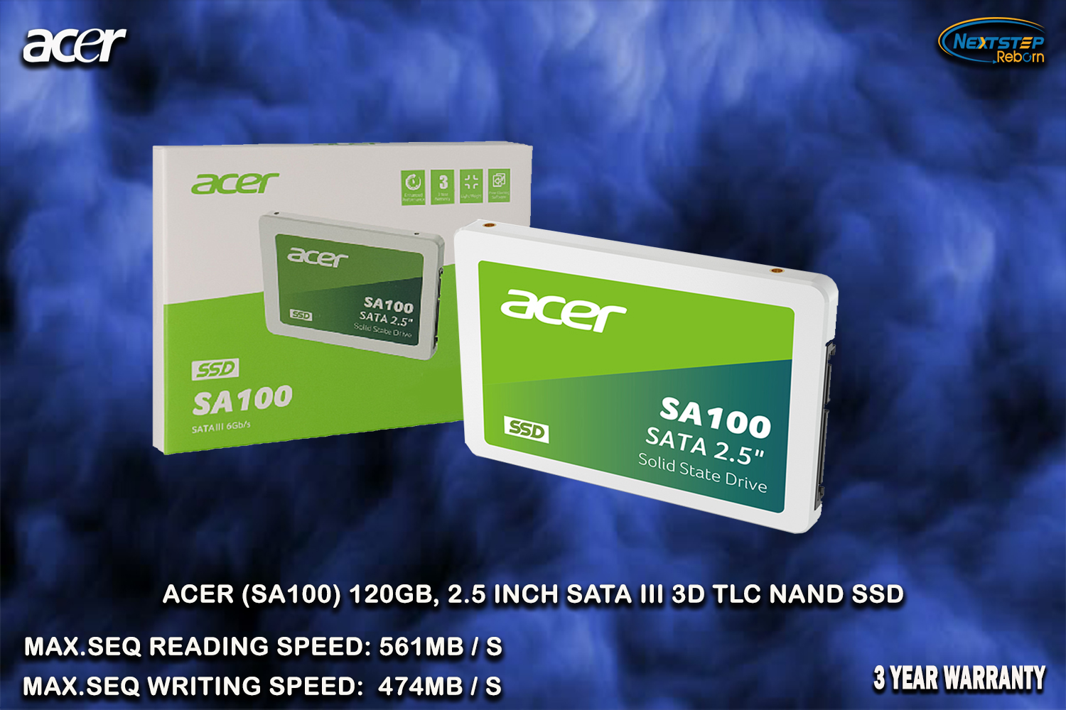 HDD SSD ACER (SA100) 120GB, 2.5 Inch SATA III 3D TLC NAND SSD