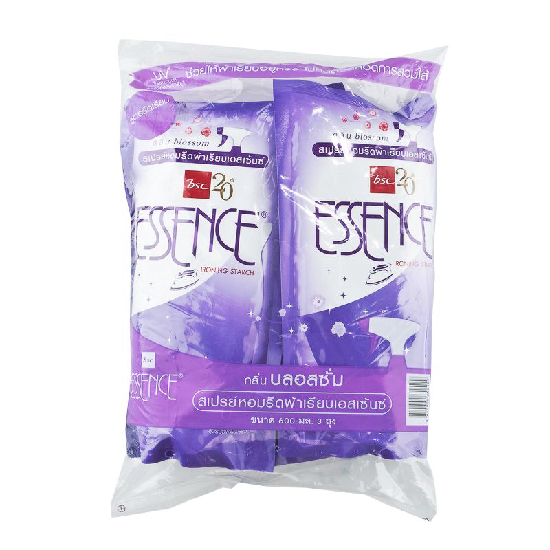 เอสเซ้นซ์ น้ำยารีดผ้าเรียบ สีม่วง 600 มล. x 3 ถุง/Essence Liquid Laundry Detergent Purple Color 600 ml. X 3 bags