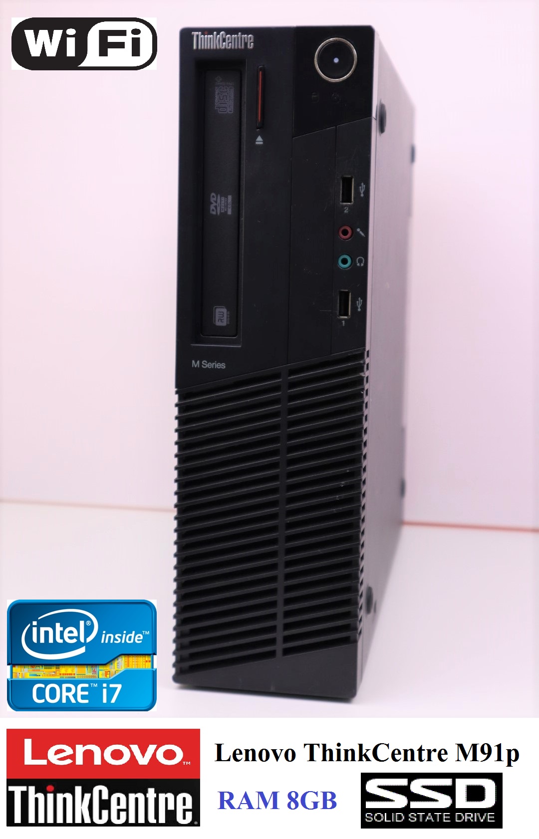 คอม Lenovo ThinkCentre M91p  Intel Core i7-2600 3.4GHz -RAM 8GB -HDD SSD 120GB -Wi-Fi