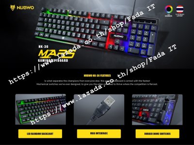 Nubwo NK-36 MARS GAMING KEYBOARD คีย์บอร์ดเกมส์มิ่ง สายUSB 2.0 มีไฟโชว์ (สินค้ามีพร้อมส่งค่ะ)
