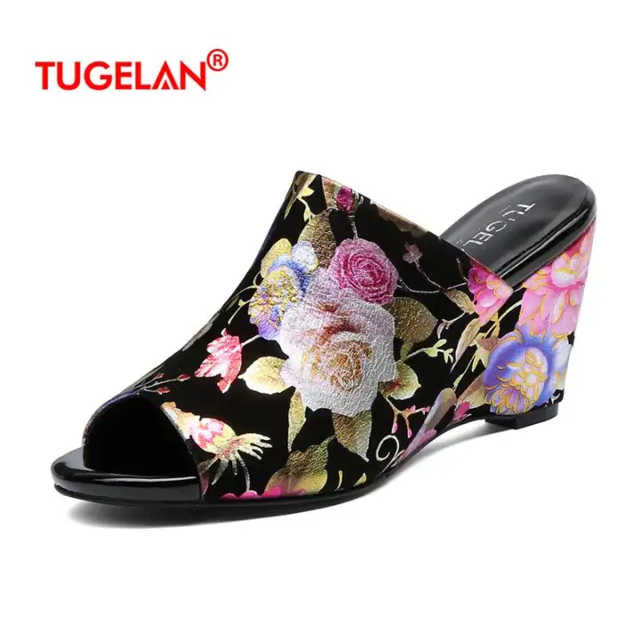 sheepskin wedge slippers