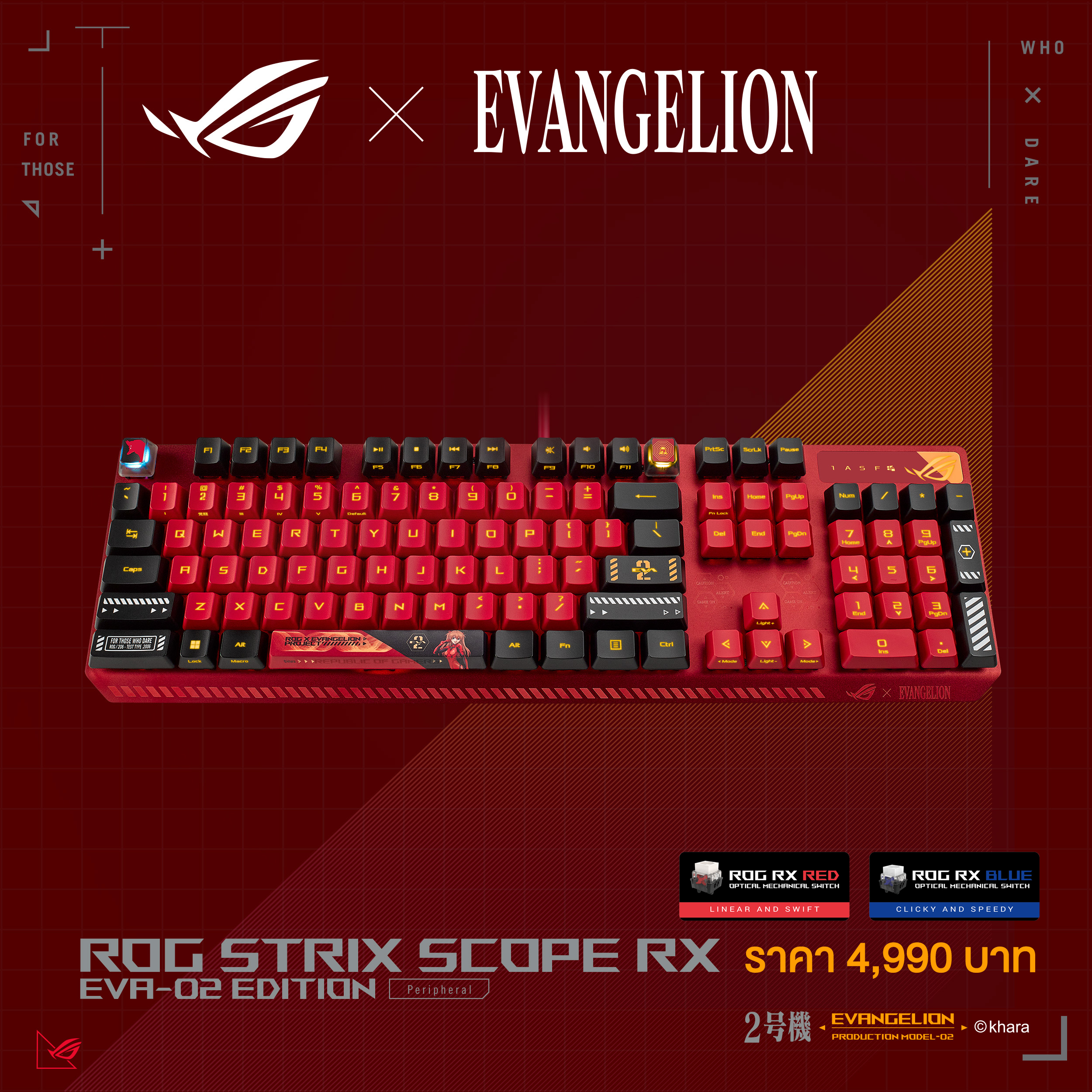 KEYBOARD คีย์บอร์ด ROG Strix Scope RX EVA-02 Edition Red Switch/Blue ...