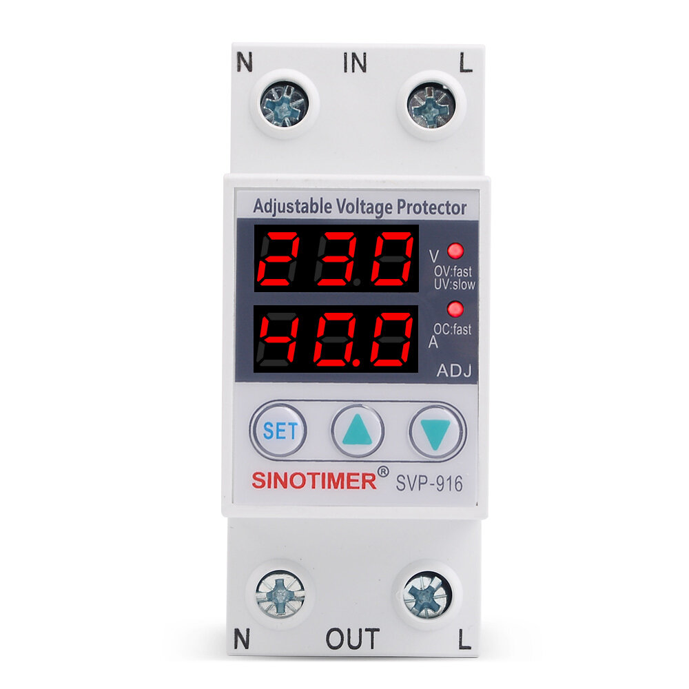 SINOTIMER SVP-916 over Voltage Protection Limit Current Dual Display Surge Protector 110V Automatic Voltage Relay