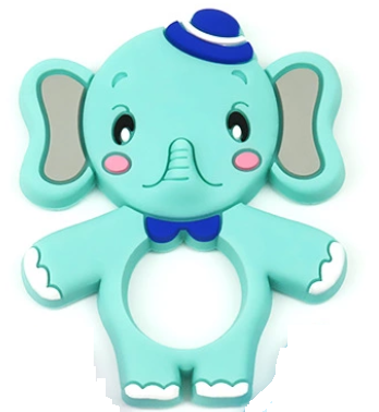 ยางกัดเด็กปลอดสารพิษ, FDA , ออกแบบรูปสัตว์สนุก    Non-toxic Baby Teether, FDA Approved, Fun Animal Shape Designs  สีวัสดุ ช้างสีเขียว (Green Elephant)