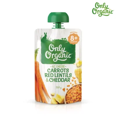 Only Organic แครอท ถั่วเลนทิลแดง & เชดดาร์ Organic Baby Foods 8+ Months