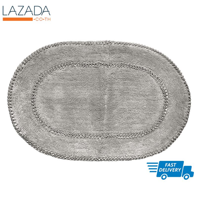 พรมเช็ดเท้า OVAL FRILL รุ่น T015-1 ขนาด 45 x 70 ซม. สีเทา ราคาถูกที่สุด