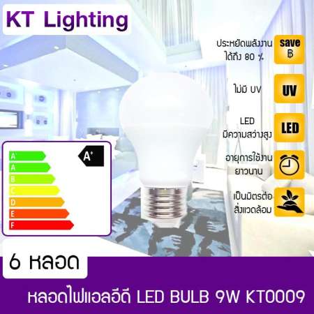 Solar Thailand [6หลอด] หลอดไฟ LED Bulb 9W รุ่น KT0009 แสงขาว Daylight / แสงวอร์ม Warmwhite/ Coolwhite
