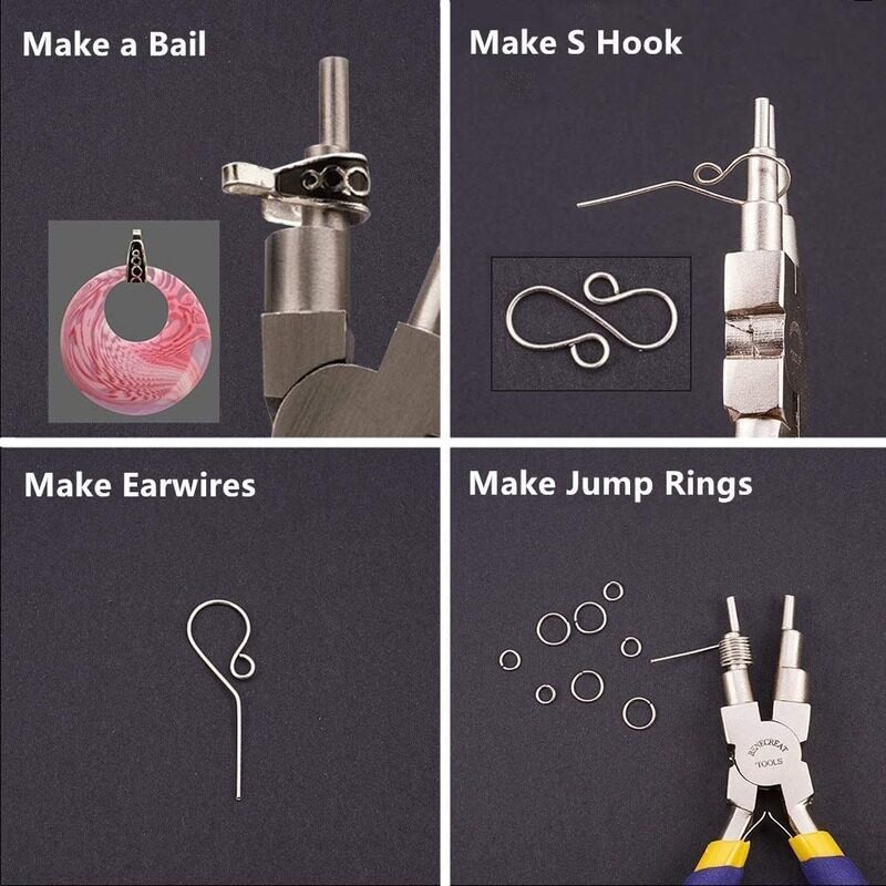 Beebeecraft 1 Set Wire Looping Tools 2pcs Wire Looping Mandrel and 1pc 6 In 1 Bail Making Plier for Jewelry Wire Wrapping and Jump Ring Forming