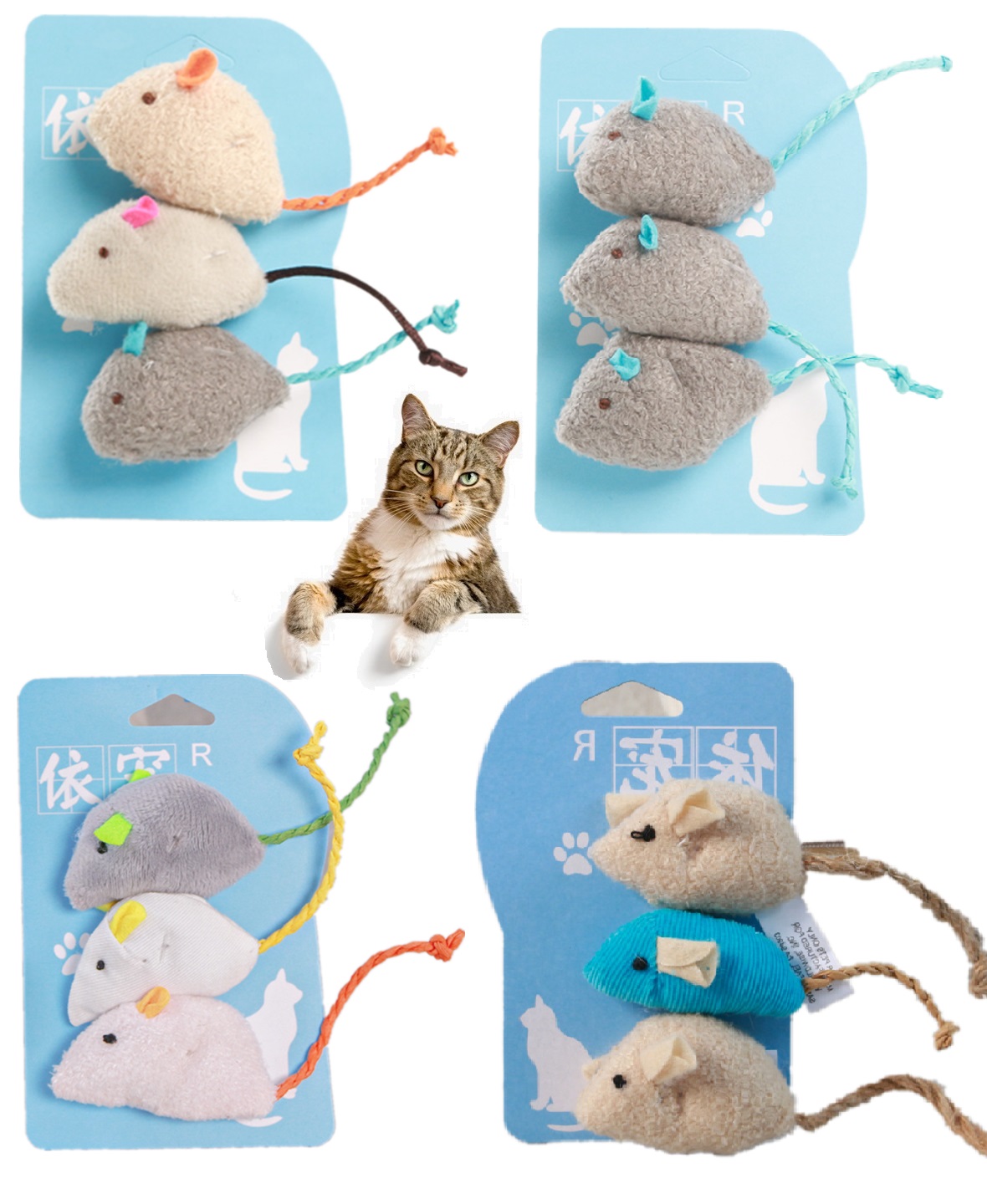 F-ของเล่นแมว ตุ๊กตาหนู Cat mouse toy !! 1แพ็ค / 3 ตัว