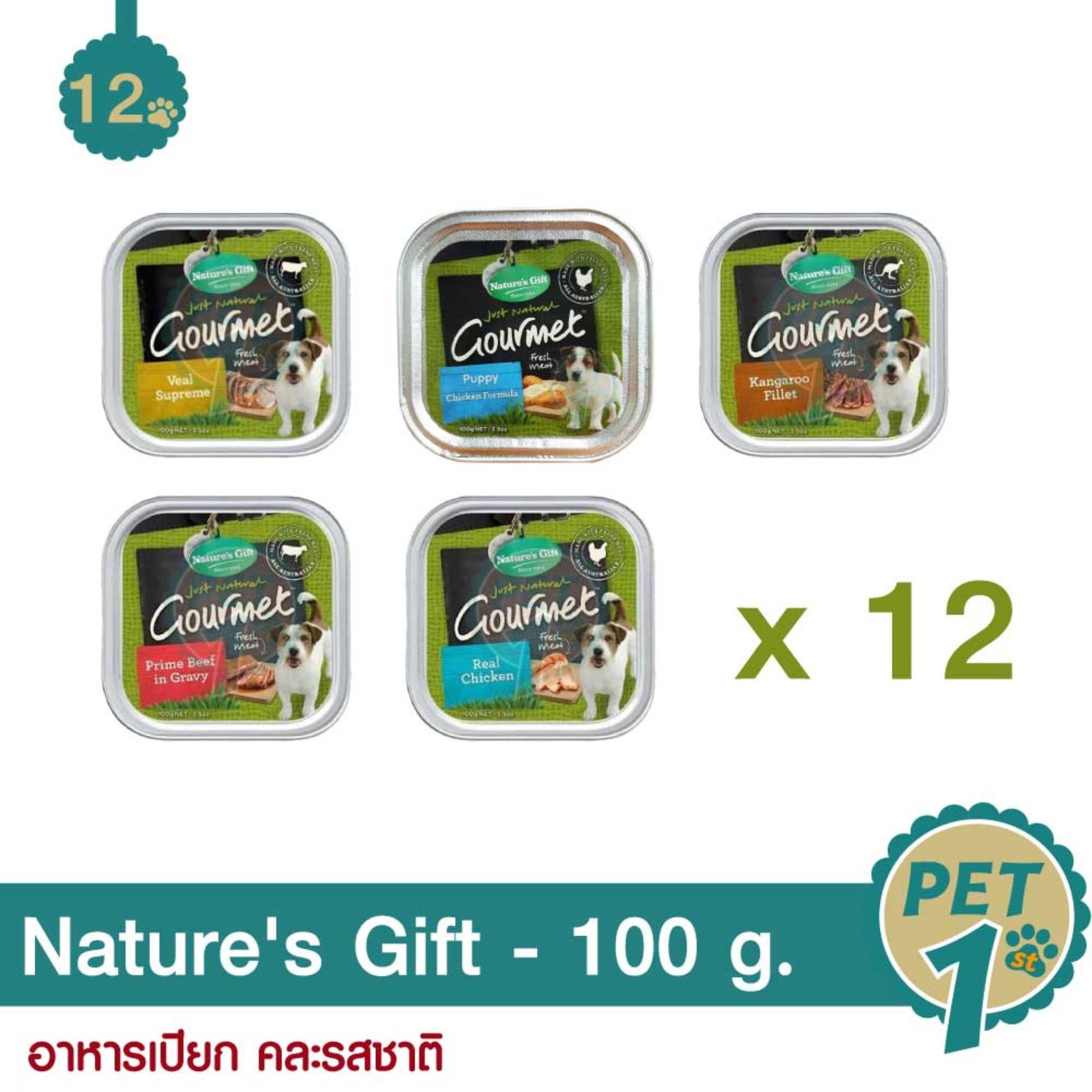 Nature's Gift Mixed 100 g. อาหารสุนัข อาหารเปียก คละรสชาติ สำหรับสุนัข 4 เดือนขึ้นไป 100 กรัม - 12 ถาด