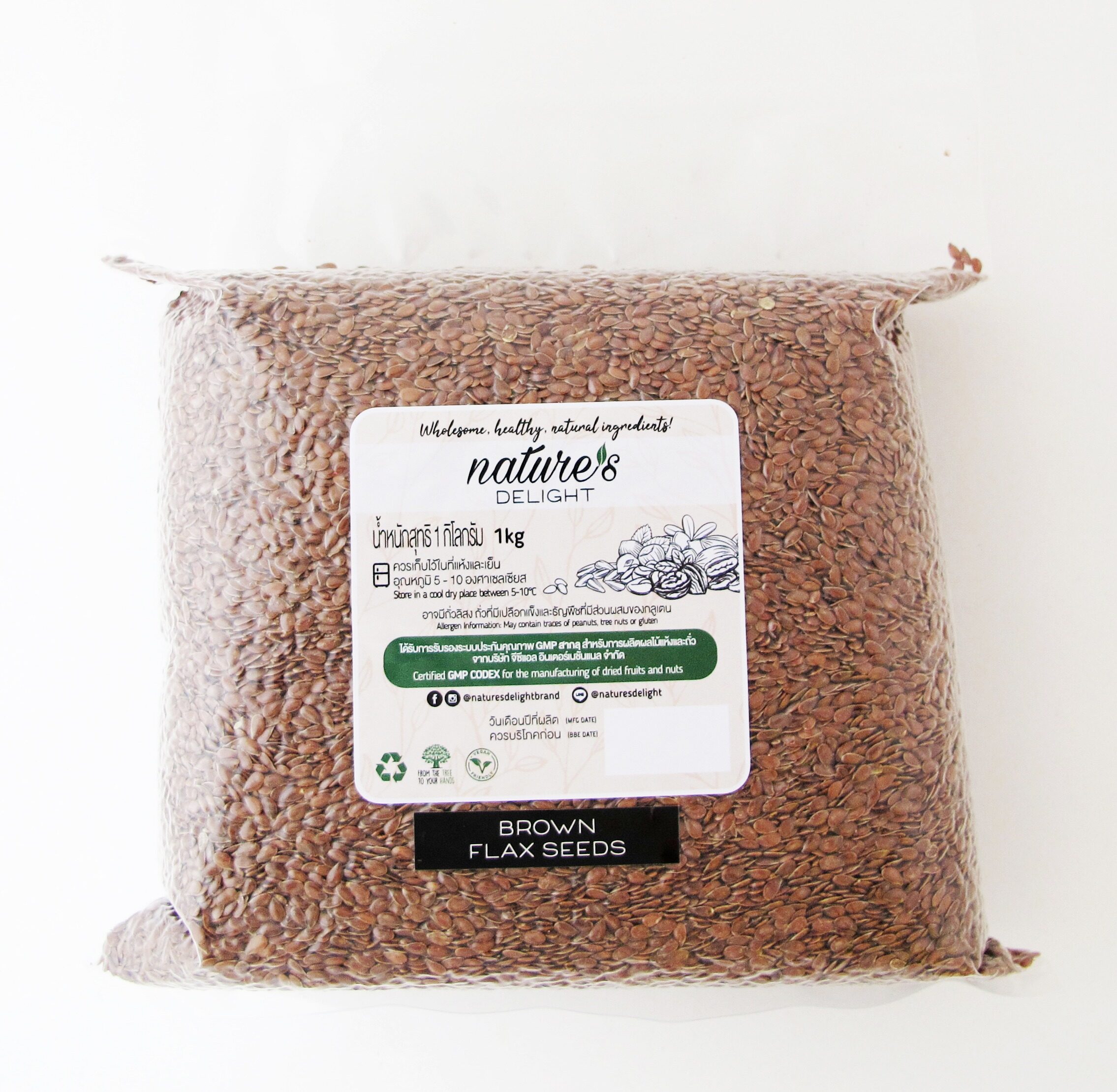 Nature's Delight Brown Flax Seeds 1kg Bulk Pack/ เมล็ดแฟล็กสีน้ำตาล 1กก ตราเนเจอร์ส ดีไลท์