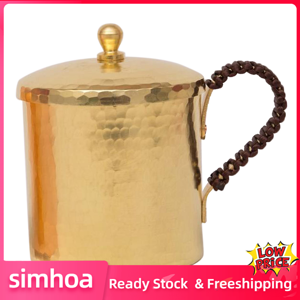 Simhoa แก้วน้ำทองแดงทองเหลืองแก้วสำหรับ Home Camping TRAVEL ชาแก้วกาแฟแบบดั้งเดิม