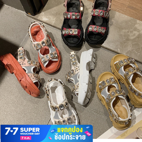 รองเท้ารัดส้นติดเพชร รองเท้ารัดส้นเกาหลี รองเท้าผู้หญิง รองเท้าแตะ รองเท้าแฟชั่น Central Online รุ่นS013