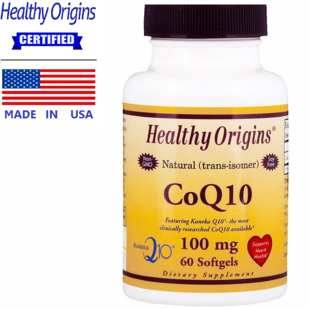 Healthy Origins CoQ10 100 mg x 60 เม็ด เฮลท์ตี้ ออริจินส์ โคคิว10 โคคิวเทน โคคิวเท็น / กินร่วมกับ เอแอลเอ ไบโอติน เอลเดอร์เบอร์รี่ ไลโคปีน ข้าวยีสต์แดง คอลลาเจน สังกะสี ซิงค์ กลูต้า /