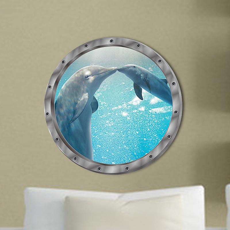 DOLPHIN SEA PORTHOLE Full Colour Wall Sticker Decal Transfer Mural Bathroom Suit DOLPHIN SEA PORTHOLE Full Colour Wall Sticker Decal Transfer Mural Bathroom Suit