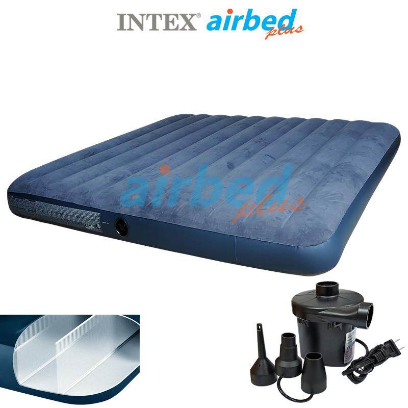 Intex ส่งฟรี ที่นอนเป่าลม 6 ฟุต (คิง) 1.83x2.03x0.25 ม. ดูรา-บีม ไฟเบอร์-เทค  โครงสร้างใหม่ นอนสบายขึ้น   สีเขียวมิดไนท์ รุ่น 64735 + ที่สูบลมไฟฟ้า