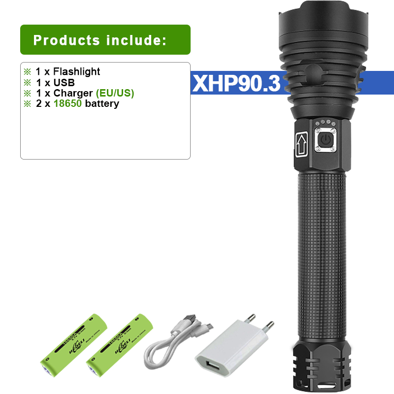 0LM xhp90.3 most powerful led flashlight Torch Usb Xhp50 Rechargeable ...