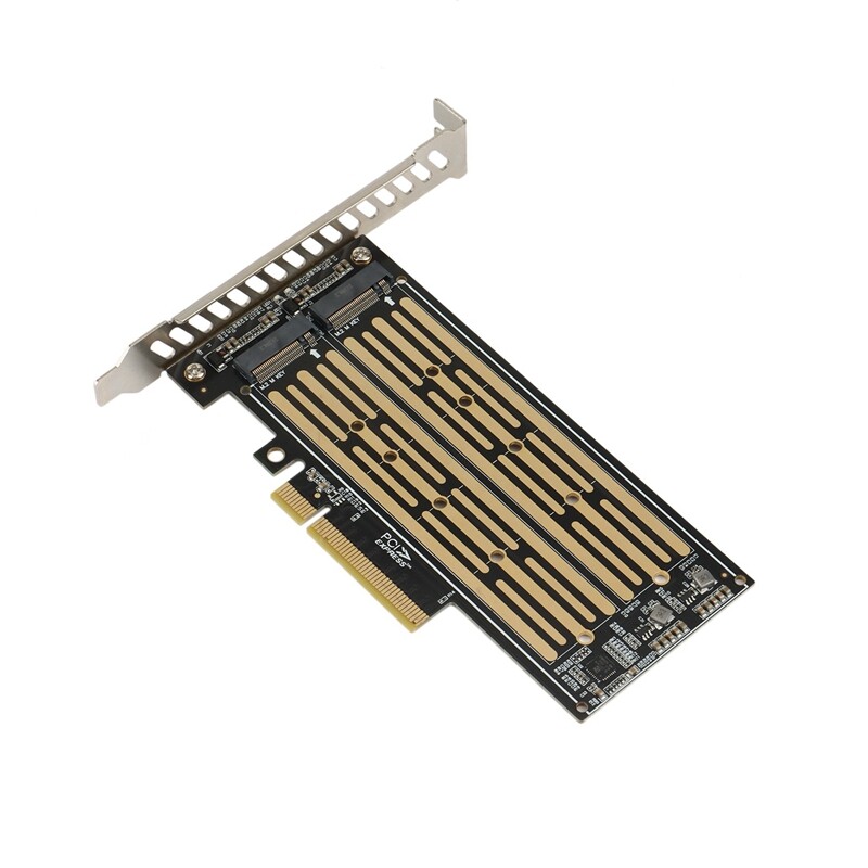 M.2 Riser Card M.2 NVME to PCIE X8 Dual Disk Hard Drive SSD Adapter Expansion Card for PCIE X8 X16K...