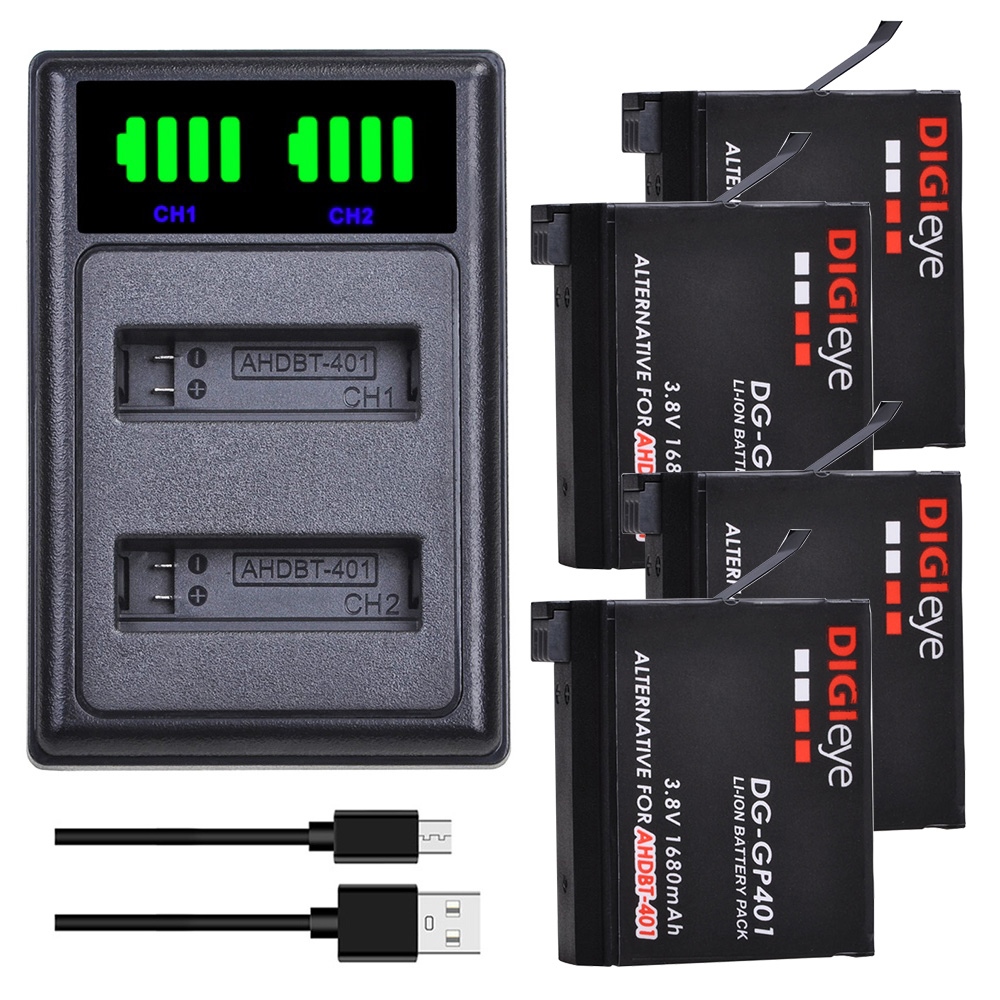 Batterie 1160mAh Tipo AHDBT-401 Per GoPro Hero 4 Black, Silver, Hero 4