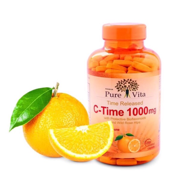 Pure Vita Vitamin C Time Release 1000mg เพียว ไวต้า วิตามินซี 1000 mg