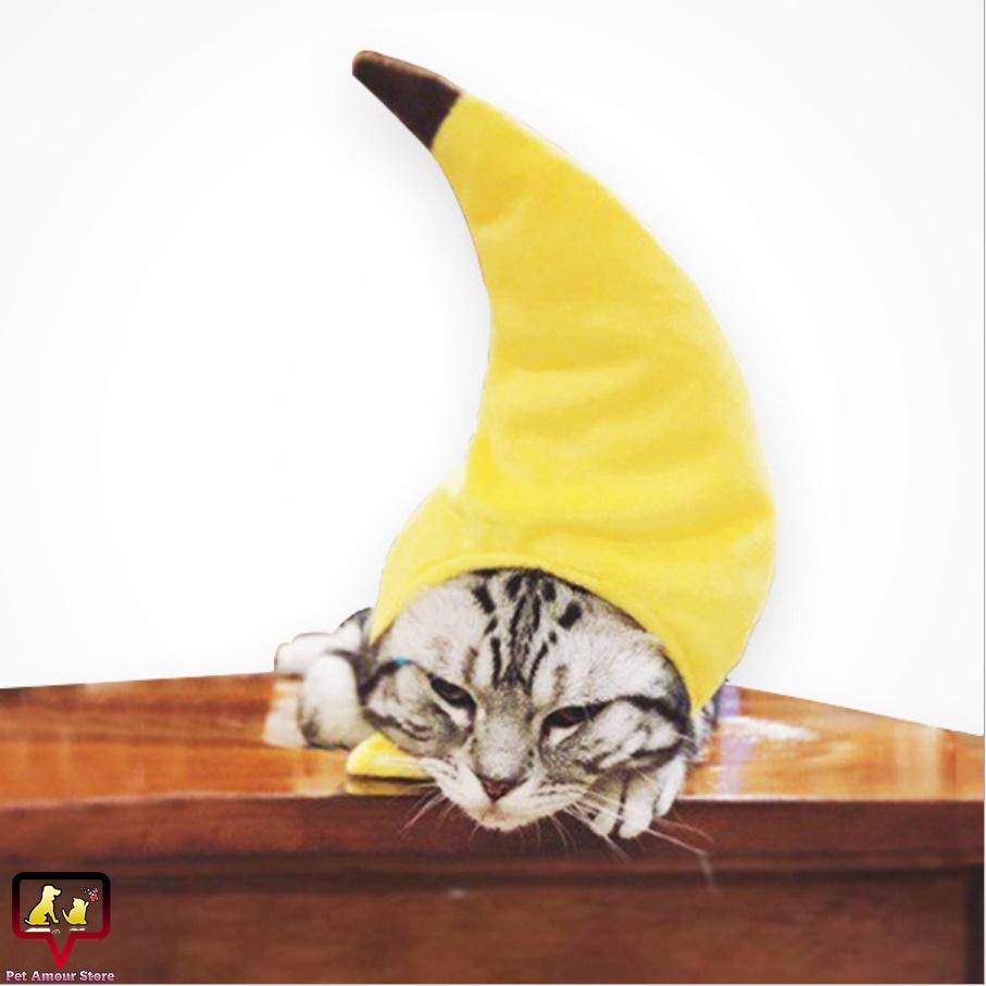 หมวกกล้วย หมวกหัวกล้วย หมวกแฟนซี สำหรับสุนัขและแมว (Free Size)