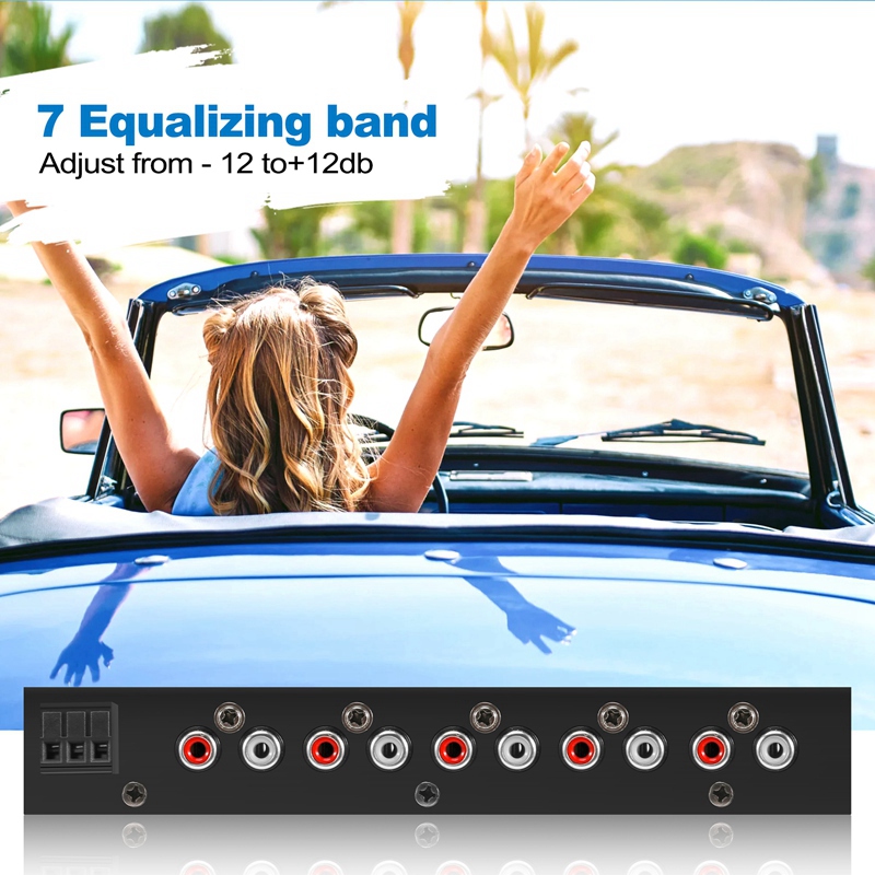 Car Audio Equalizer, Adjustable EQ Car Amplifier Graphic Equalizer with CD/AUX Input Select Switch,Black