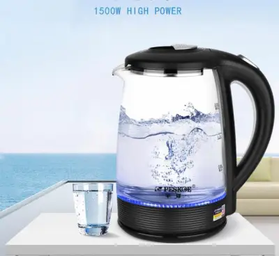กาต้มน้ำไฟฟ้าแก้ว ขนาด 1.8 ลิตร , 1550วัตต์ Glass electric water kettle สินค้าพร้อมส่ง