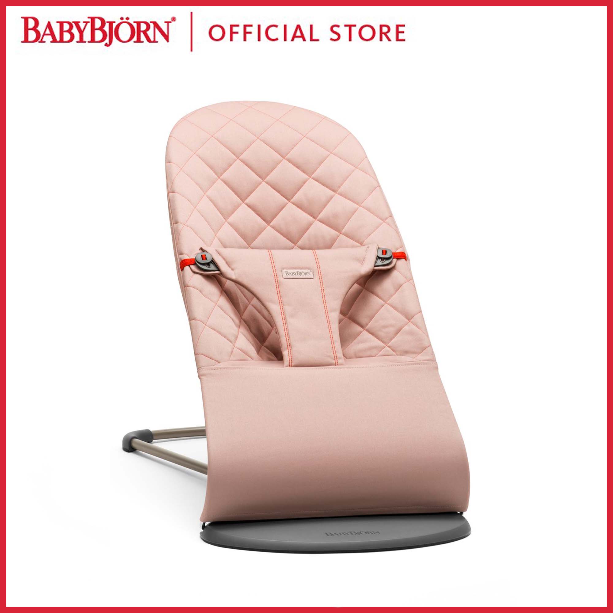 BABYBJORN Bouncer Bliss, Lightweight baby swing from Newborn up to 2 years old [Cotton]  สีวัสดุ Old Rose