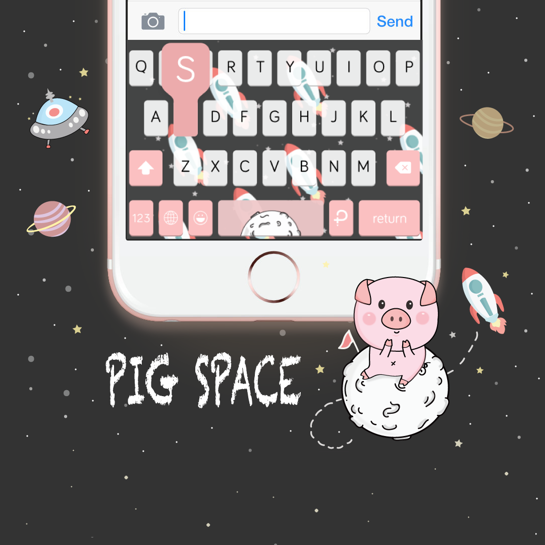 Pig space. Keyboard Theme⎮(E-Voucher) for Pastel Keyboard App