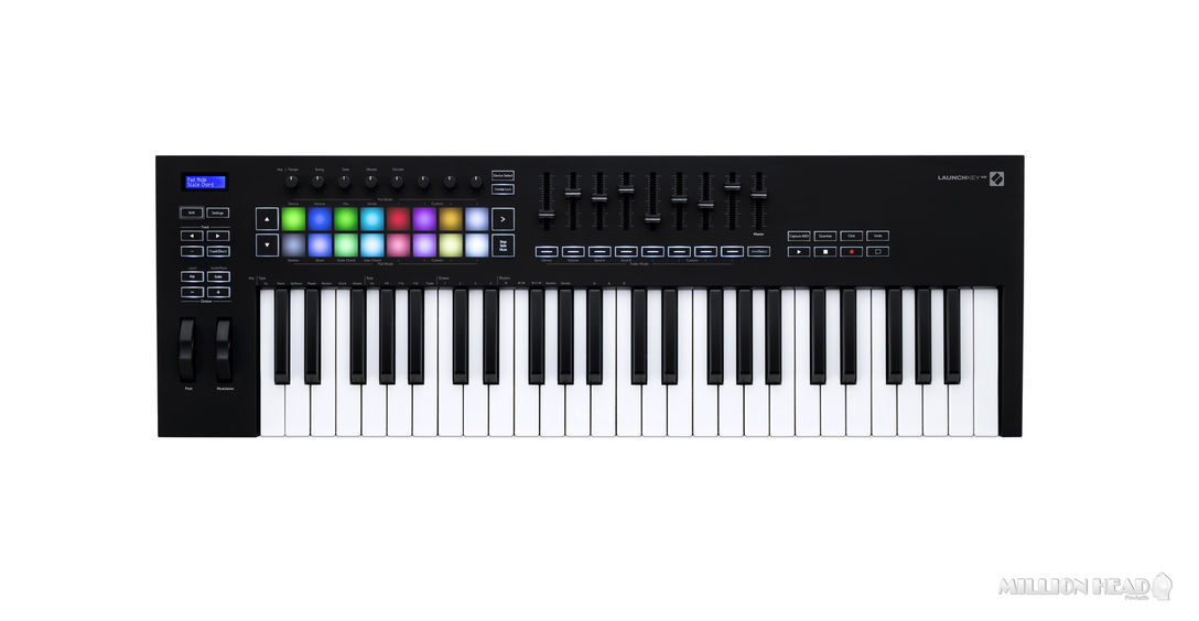 Novation : Launchkey 49 MkIII by Million (Midi Keyboard ตัวล่าสุดจาก Novation รุ่น Launchkey 49 MkIII มาพร้อมกับ Hardware สุดล้ำ และ Software อีกมากมาย สามารถเชื่อมต่อได้ทั้ง PC, Mac และ iPad)