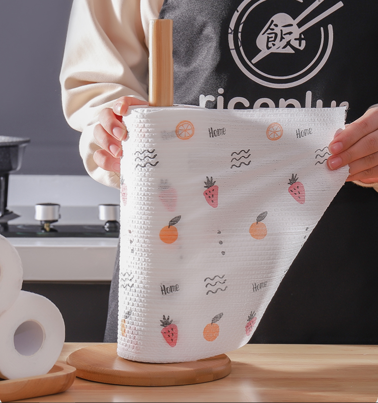 Joylife ทิชชู่ซักได้ กระดาษซับมัน ผ้าเช็ดจาน กระดาษอเนกประสงค์ ลายน่ารัก จากใยไผ่ Paper Towel (1 ม้วน)