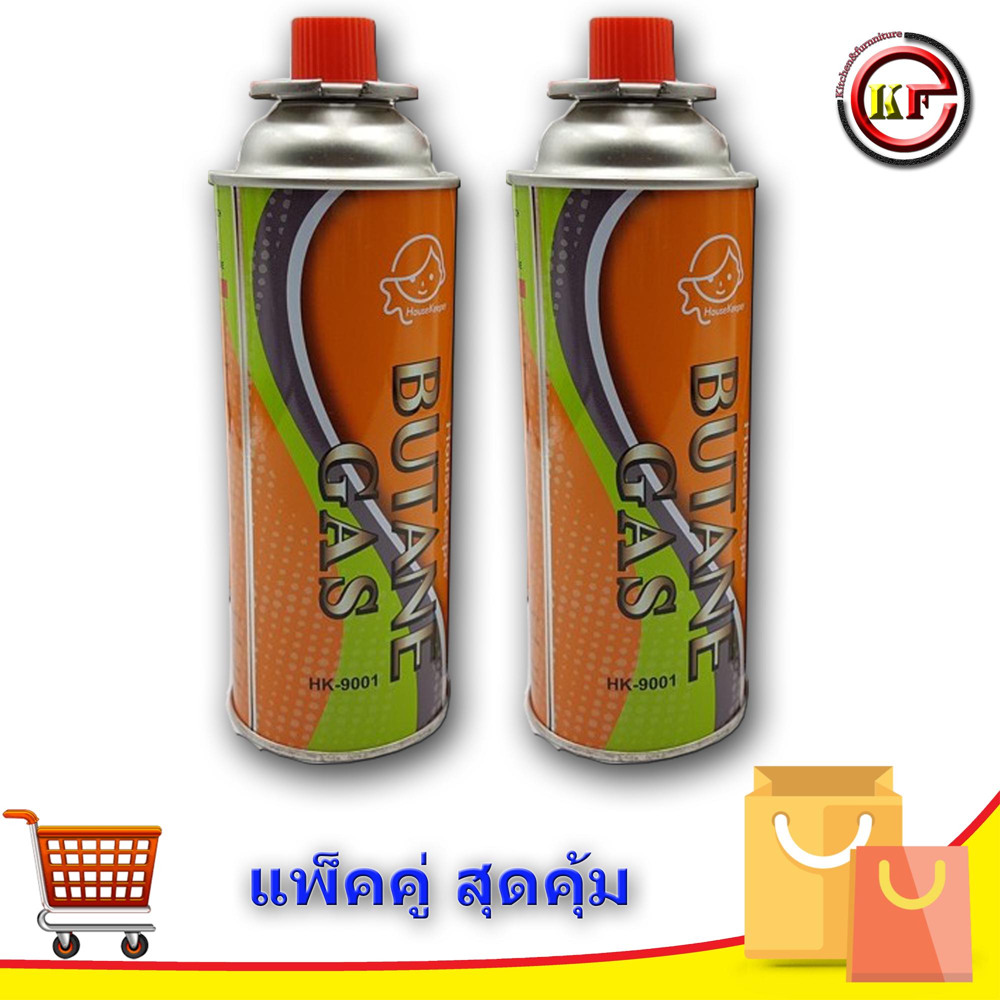 แก๊สกระป๋องBUTANE GAS HK-9001ขนาด 230 กรัม ใช้สำหรับต่อเตาแก๊สปิคนิค เตาแก๊สแบบพกพา