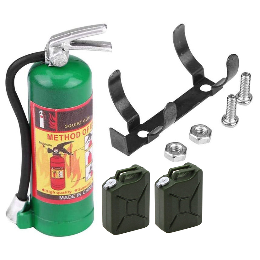 RC Decoration Metal Mini Fire Extinguisher with 2Pcs Mini Simulation Fuel Tank Decoration Tools
