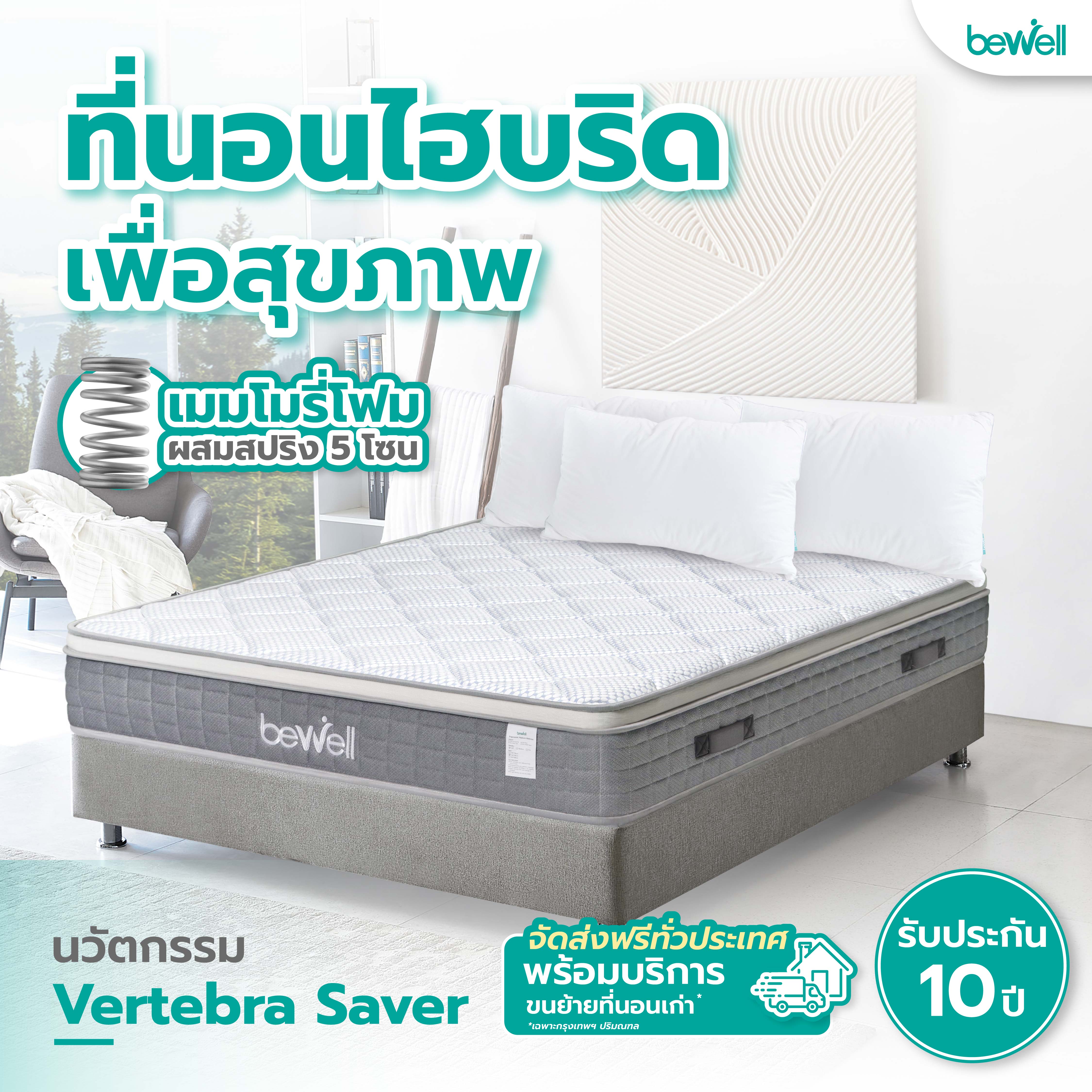Bewell Ergonomic Hybrid Mattress ที่นอนไฮบริดเพื่อสุขภาพ ที่นอนไฮบริด