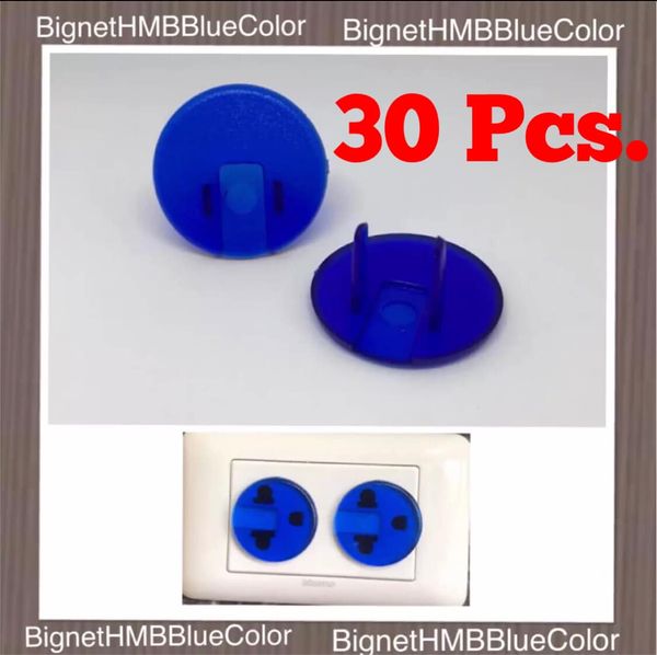 H.M.B. Plug 10 Pcs. ที่อุดรูปลั๊กไฟ Handmade®️ BlueColor ฝาครอบรูปลั๊กไฟ รุ่น-สีน้ำเงินใส-  10,20,3040,50 Pcs. !! Outlet Plug !!  สีวัสดุ สีน้ำเงิน Blue color 30 ชิ้น ( 30 Pcs. )