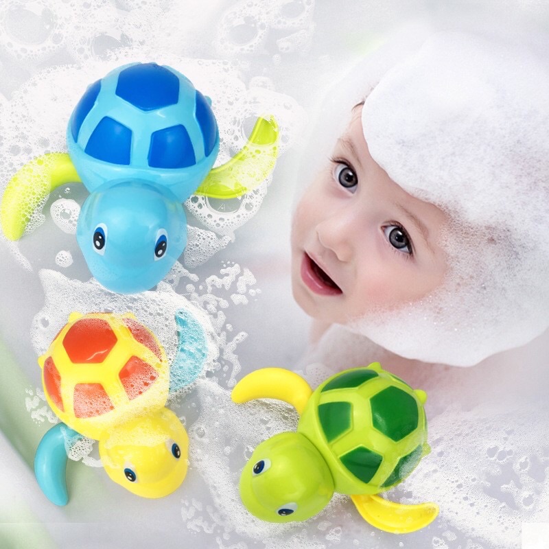 ของเล่นอาบน้ำเด็กเต่าทารก ของเล่นลอยน้ำ  ของเล่นในห้องน้ำ เต่าไขลานว่ายน้ำ  น่ารักการ์ตูนสัตว์เต่าคลาสสิกของเล่นเด็กน้ำท