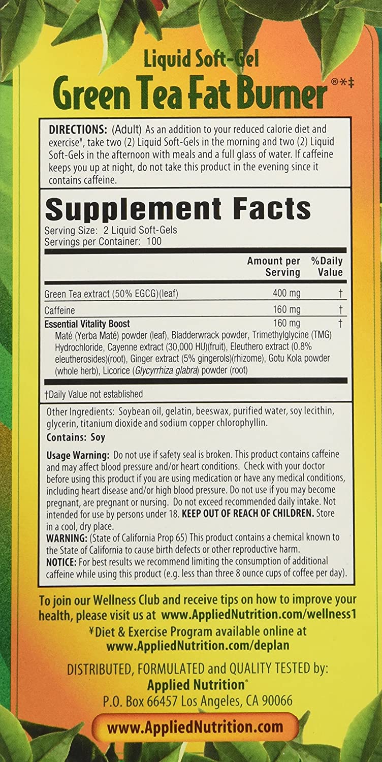 BONITA U ️ Applied Nutrition Green Tea Fat Burner 400mg. 200 เม็ด