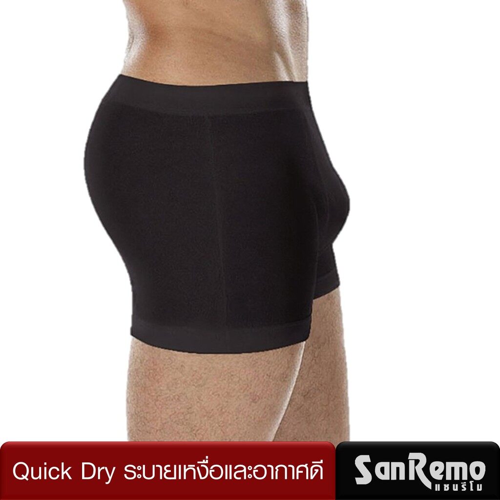 Sanremo (1 ตัว) Quick Dry Boxer กางเกงในชาย บ๊อกเซอร์ แซนรีโม ระบายเหงื่อและอากาศดี นุ่ม เบา ใส่สบาย สีดำ NIS-SCUPA6-BL