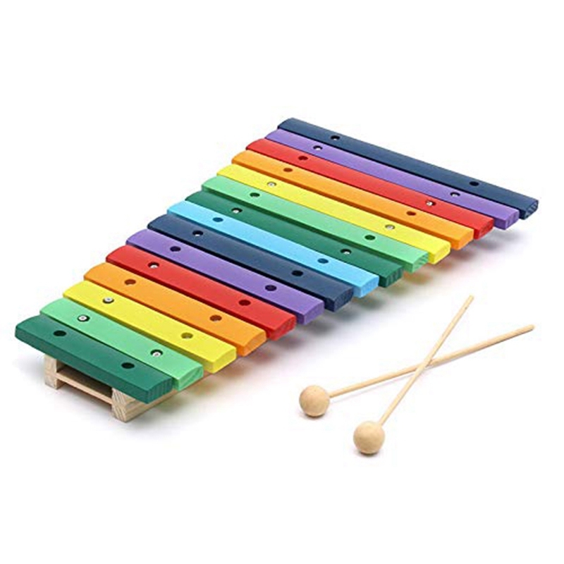 15 Tone Colorful Wooden Glockenspiel Xylophone Educational Percussion Musical Instrument Toy Education Musical Instruments