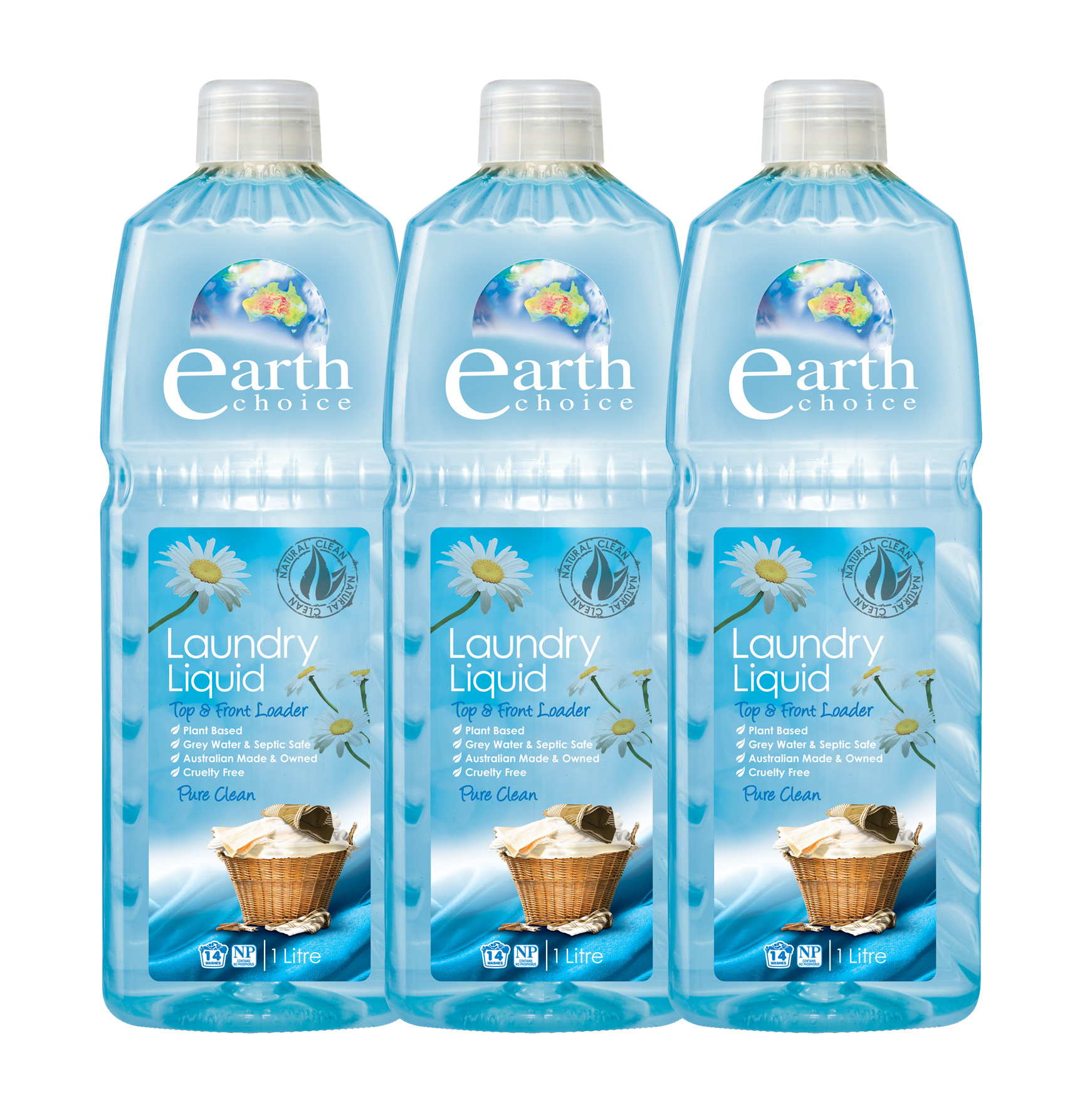 น้ำยาซักผ้า ขวดใหญ่ 1 ลิตร แพ็ค 3 ขวด EARTH CHOICE LAUNDRY LIQUID 1L x3 สินค้าแท้100%