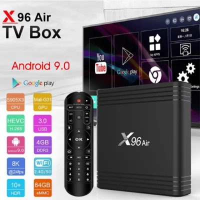 โปรโมชั่น ใหม่ล่าสุด 2020 Smart Android TV Box Amlogic S905X3 Android 9.0 ทีวีกล่อง X96 Air 4GB RAM 64GB ROM Quad Core 2.4G และ 5G ราคาถูก TV ทีวี