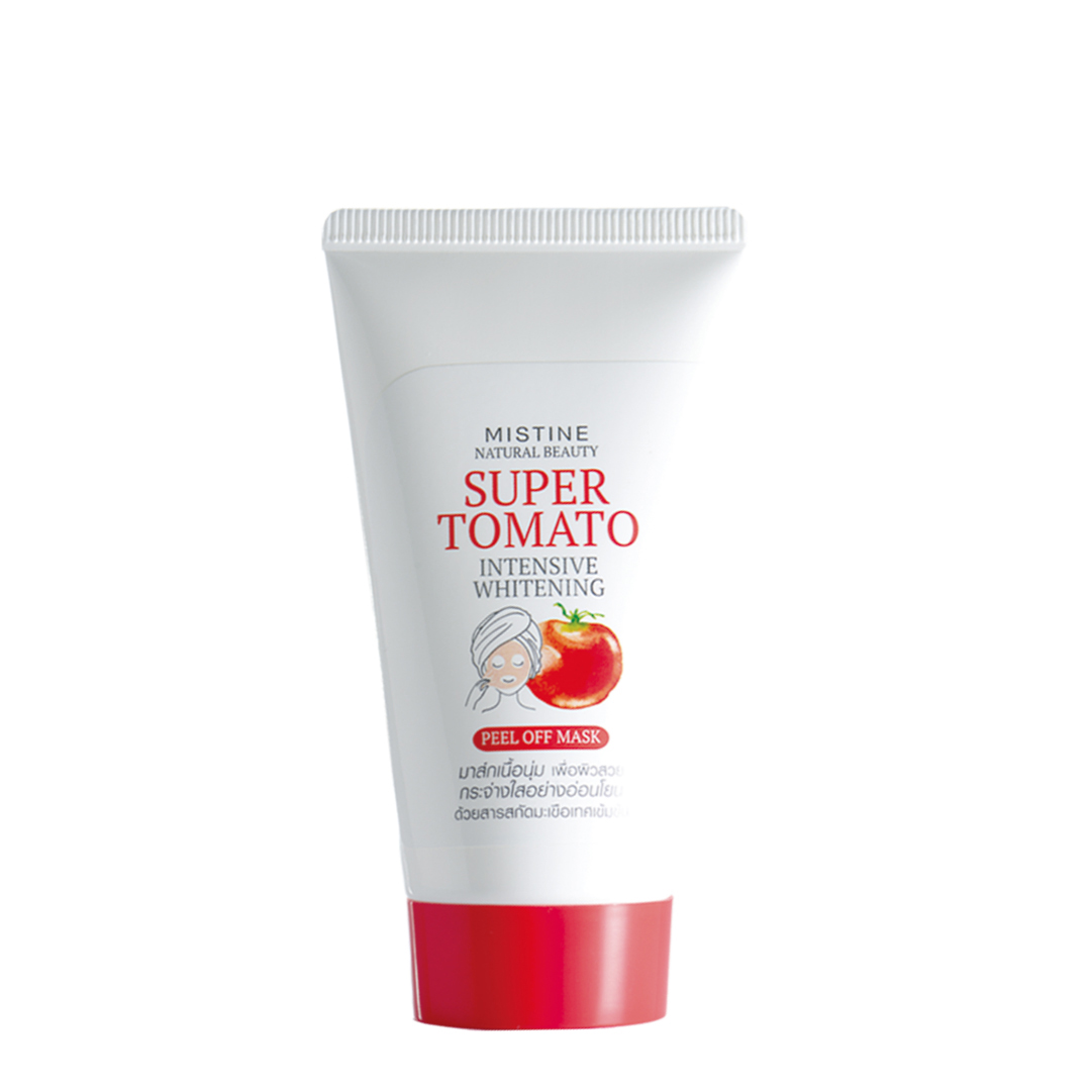 Mistine Natural Beauty Super Tomato Intensive Whitening Peel Off Mask 50g. เจลลอกหน้า สำหรับผู้ชาย สูตรมะเขือเทศชนิดเข้มข้น ขจัดสิวเสี้ยนและสิ่งสกปรกบนใบหน้า